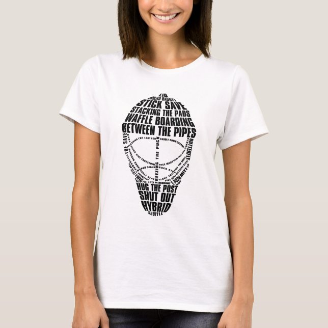 Hockey Goalie Mask Word Art, With Name & Number T-Shirt (Front)