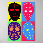 Hockey Goalie Masks Pop Art Poster<br><div class="desc">Cool, colourful pop-art style vintage ice hockey goalie masks. Perfect for hockey goalies and fans! Great on a t-shirt, hoodie, or on many great gift ideas e.g. cell phone cases, laptop and ipad sleeves, aprons, mugs, bags and more. You can customize any design, by adding your own text, or resizing...</div>