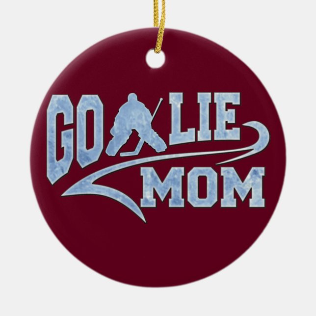 Hockey Goalie Mum Athletic Tail Ceramic Tree Decoration (Front)