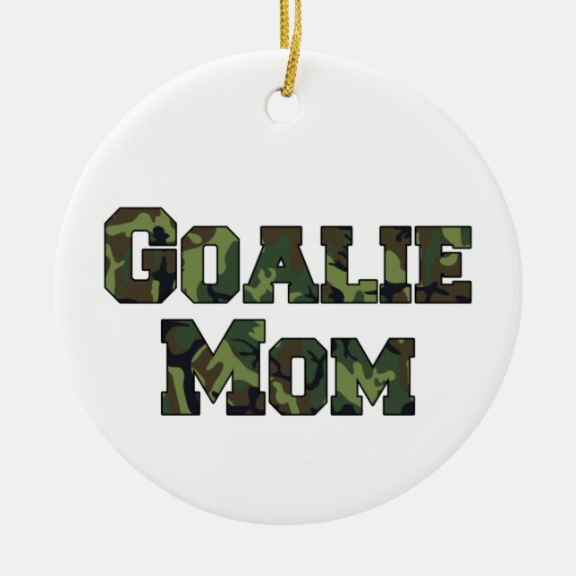 Hockey Goalie Mum Camo Lettering Ceramic Tree Decoration (Front)