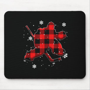 Hockey Goalie Plaid Christmas  Mouse Mat