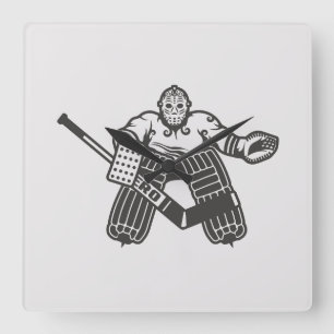 Hockey Goalie Square Wall Clock
