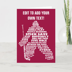 Hockey Goalie Text Art Greeting Card