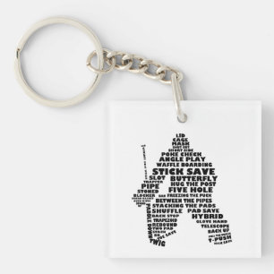 Hockey Goalie Text Art Keychain