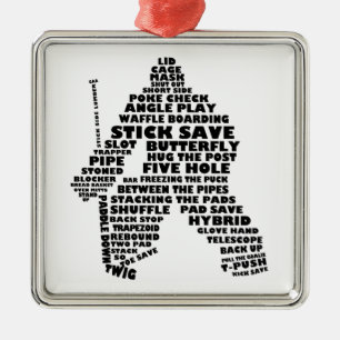 Hockey Goalie Text Art Metal Tree Decoration