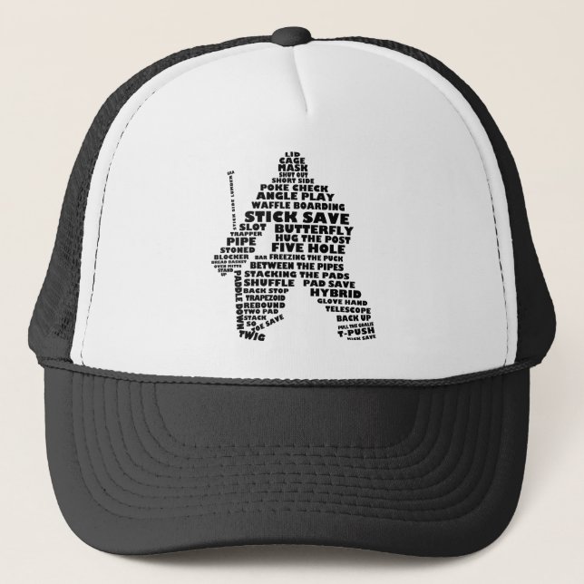 Hockey Goalie Text Art Trucker Hat (Front)