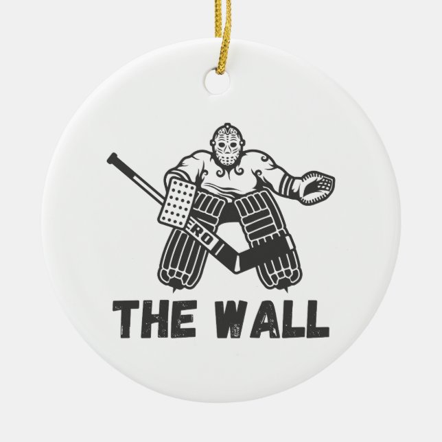 Hockey Goalie The Wall Ceramic Tree Decoration (Front)