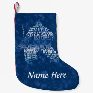 Hockey Goalie Typography Christmas Stocking