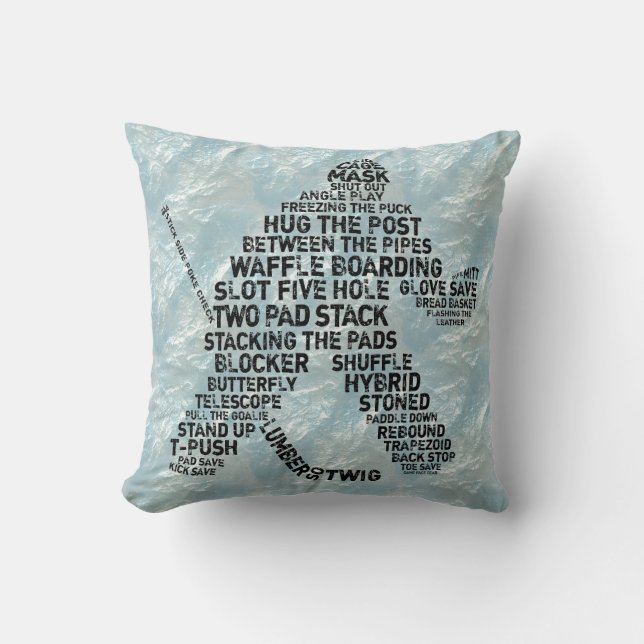 Hockey Goalie Typography Cushion (Front)