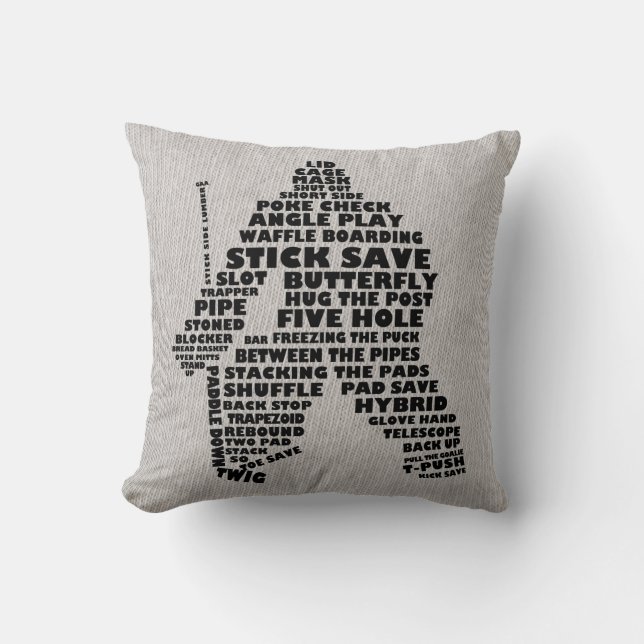 Hockey Goalie Typography Customisable Pillow (Front)