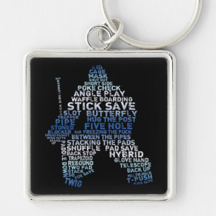 Hockey Goalie Typography Keychain