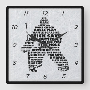 Hockey Goalie Typography Wall Clock