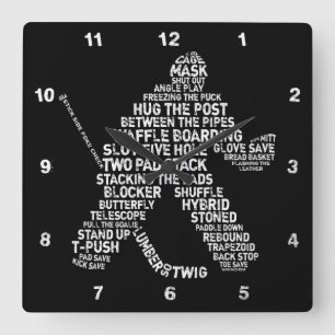 Hockey Goalie Typography Wall Clock