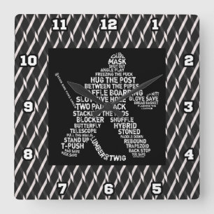 Hockey Goalie Typography Wall Clock