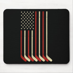 Hockey Goalie USA Flag Hockey Stick Ice Hockey Mouse Mat