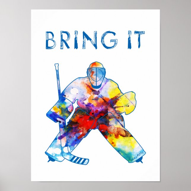 Hockey Goalie Watercolor Poster (Front)