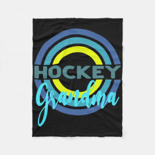 Hockey Grandma With Modern Hockey Circles  Fleece Blanket