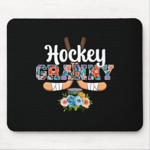 Hockey Granny Flowers Grandma Granny Of A Hockey P Mouse Mat