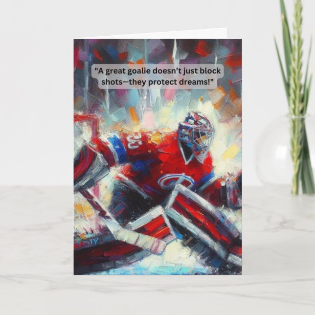 Hockey Greeting Card Goalie – "Defend Your Dreams" (Front)