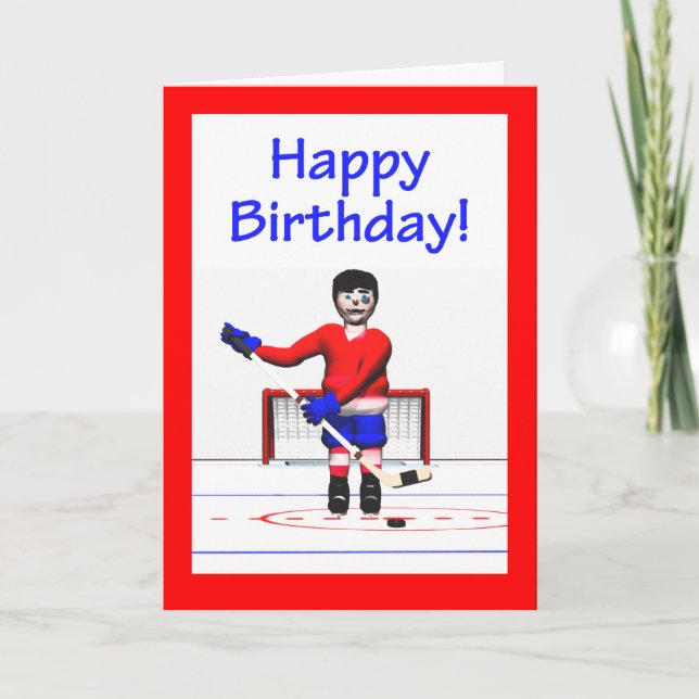 Hockey Happy Birthday Card (Front)