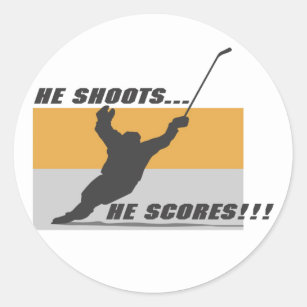 Hockey: He shoots...he scores! Classic Round Sticker
