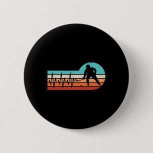 Hockey Heartbeat Retro Ice Hockey Player Men Boys 6 Cm Round Badge