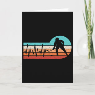 Hockey Heartbeat Retro Ice Hockey Player Men Boys Card