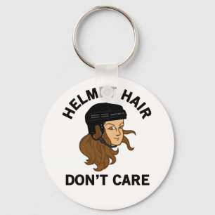 Hockey Helmet Hair Don't Care Brunette Key Ring