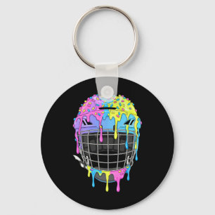 Hockey Helmet Ice Cream Drip For Hockey Player Boy Key Ring