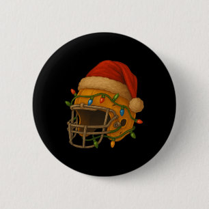 Hockey Helmet Santa Christmas Lights Xmas Men Boys 6 Cm Round Badge