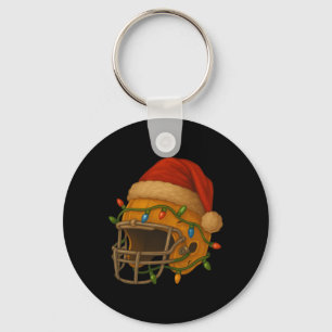 Hockey Helmet Santa Christmas Lights Xmas Men Boys Key Ring