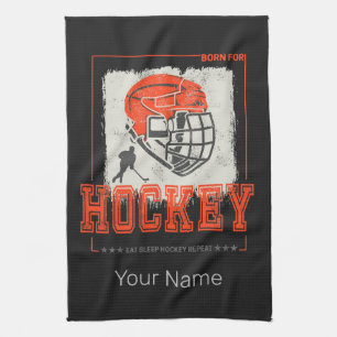 Hockey Helmet Vintage Player Game Trainer Or Coach Tea Towel