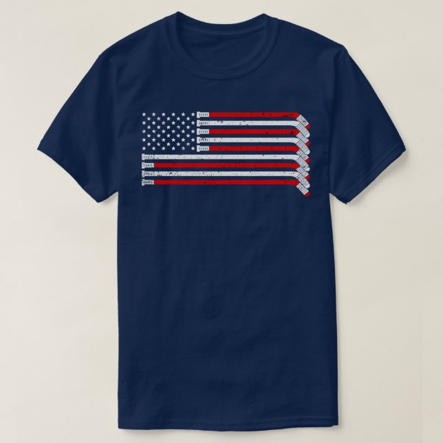 Hockey  Hockey American Flag  Hockey Player  T-Shirt (Design Front)