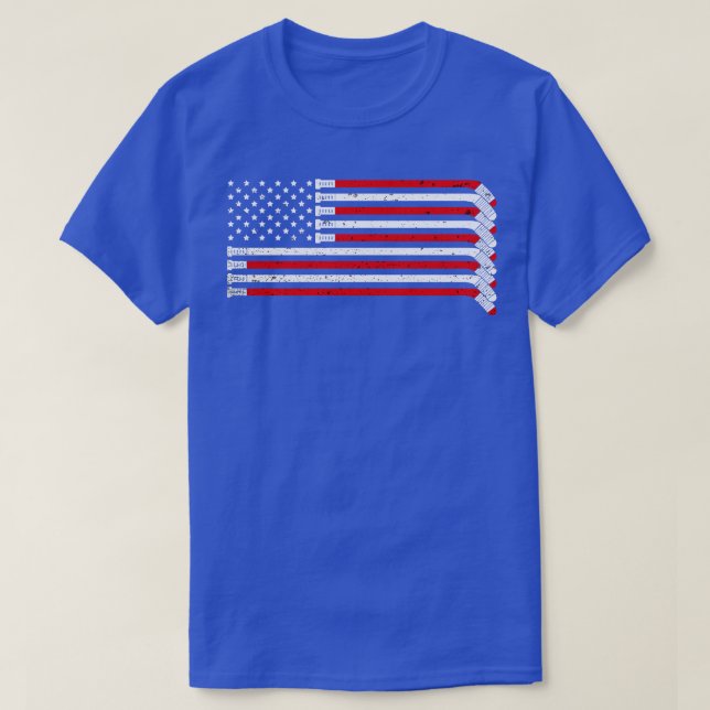 Hockey  Hockey American Flag  Hockey Player  T-Shirt (Design Front)