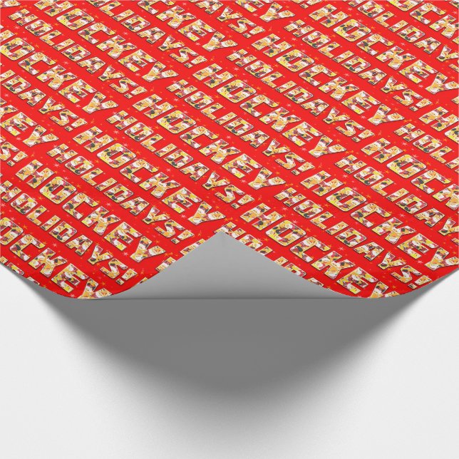 Hockey Holidays Xmas Gift Wrap with Santa Pattern (Corner)