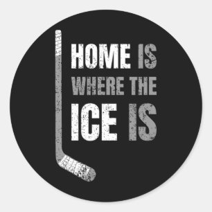 Hockey - Home Is Where The Ice Is - Retro-style Ho Classic Round Sticker