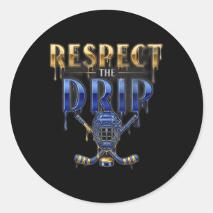 Hockey Ice Cream Drip _1 Classic Round Sticker
