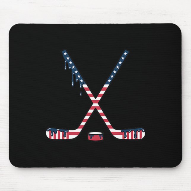 Hockey Ice Cream Drip American Flag Hockey Youth B Mouse Mat (Front)
