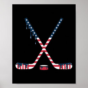 Hockey Ice Cream Drip American Flag Hockey Youth B Poster