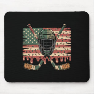 Hockey Ice Cream Drip Camo Usa Flag  Mouse Mat