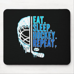 Hockey Ice Cream Drip Eat Sleep Hockey Repeat Boys Mouse Mat