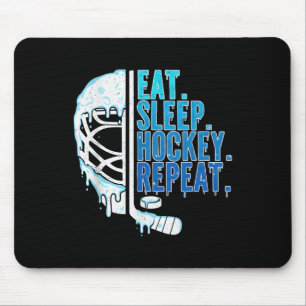 Hockey Ice Cream Drip Eat Sleep Hockey Repeat Boys Mouse Mat