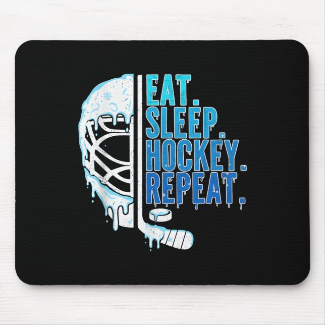Hockey Ice Cream Drip Eat Sleep Hockey Repeat Boys Mouse Mat (Front)