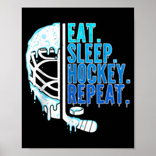 Hockey Ice Cream Drip Eat Sleep Hockey Repeat Boys Poster