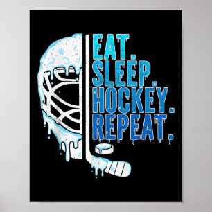 Hockey Ice Cream Drip Eat Sleep Hockey Repeat Boys Poster