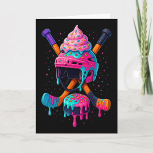 Hockey Ice Cream Drip For Boys Men Women Kids Grap Card