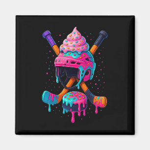 Hockey Ice Cream Drip For Boys Men Women Kids Grap Magnet