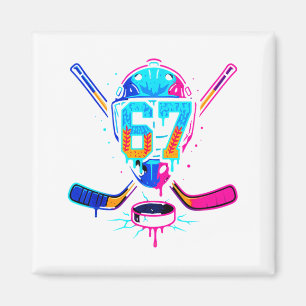 Hockey Ice Cream Drip Number 67 Player 67th Birthd Magnet