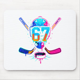 Hockey Ice Cream Drip Number 67 Player 67th Birthd Mouse Mat