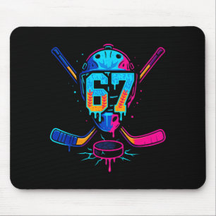 Hockey Ice Cream Drip Number 67 Player 67th Birthd Mouse Mat